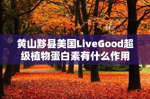 黄山黟县美国LiveGood超级植物蛋白素有什么作用